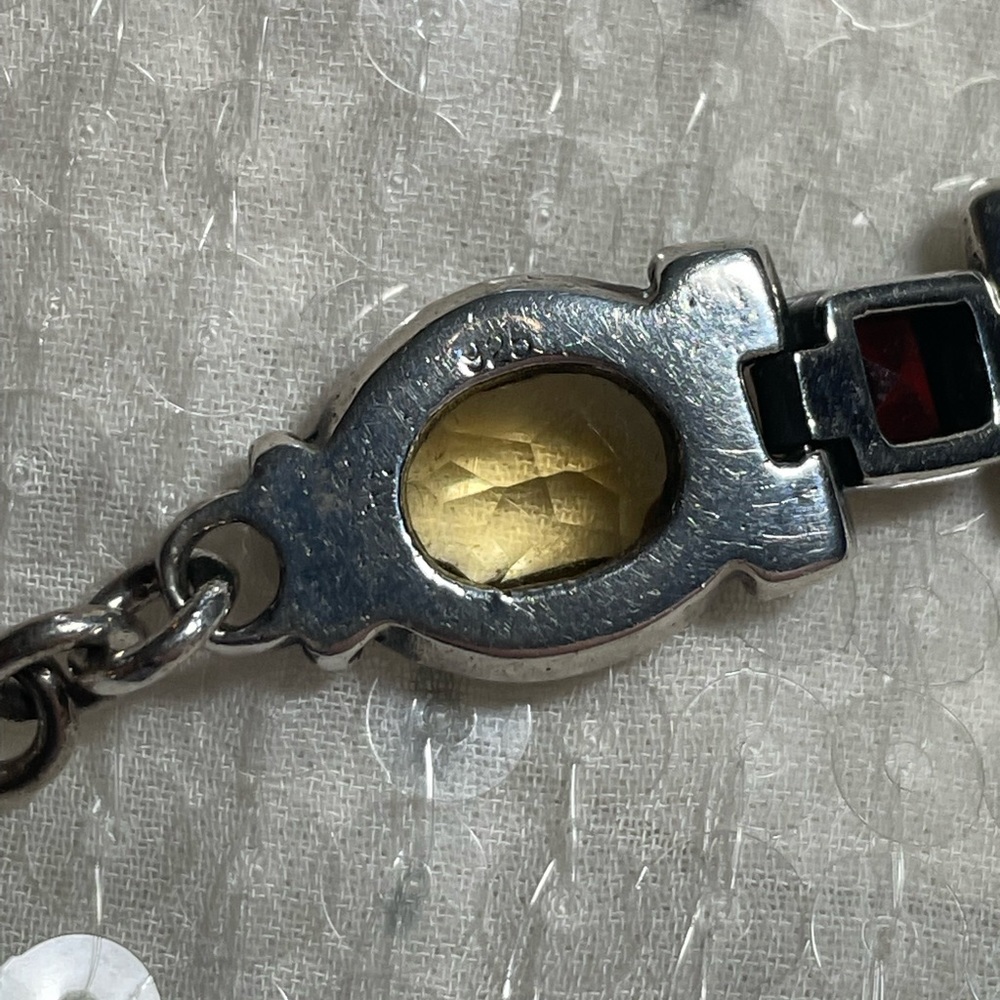 Multi-Gemstone Silver Link Bracelet - image 2